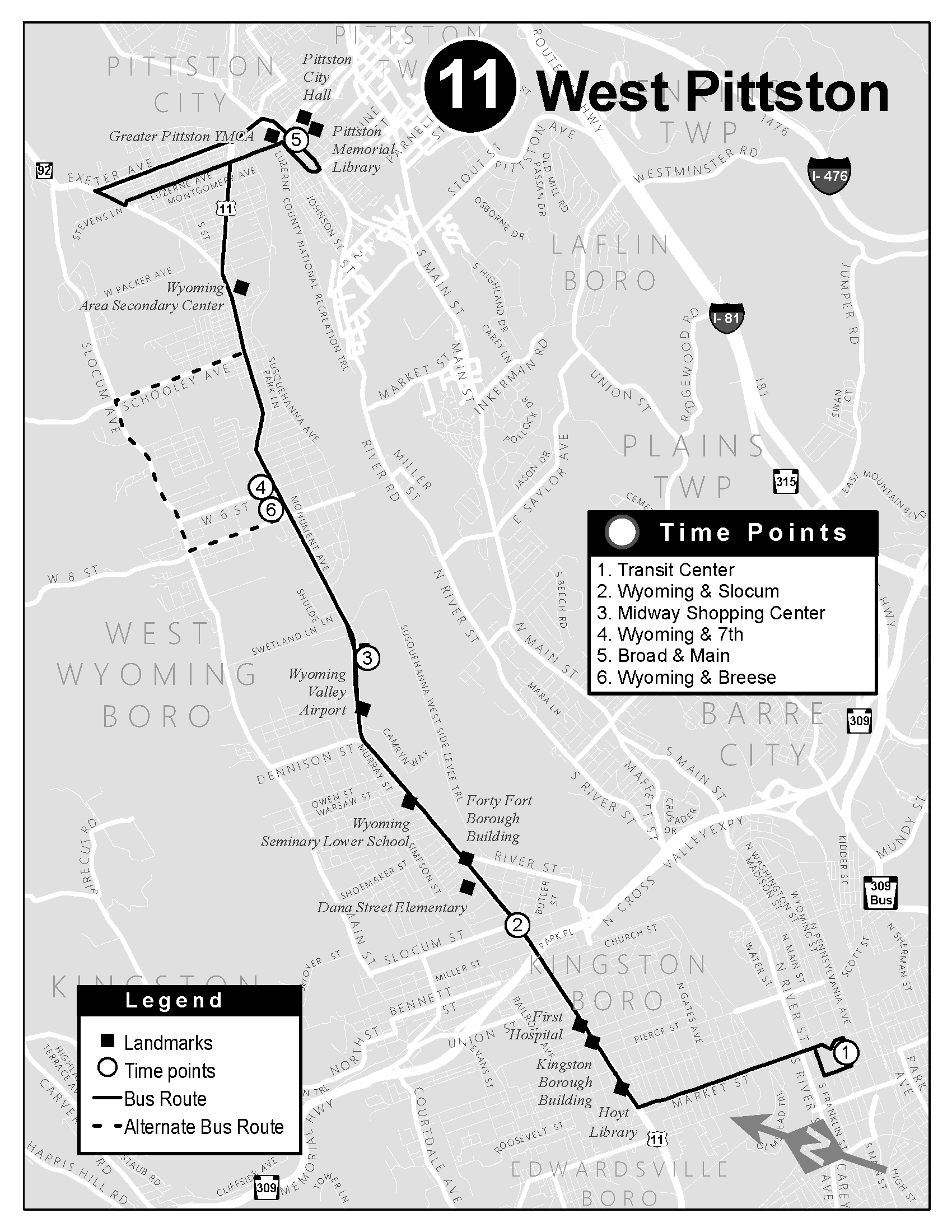 Route 11 map and banner.