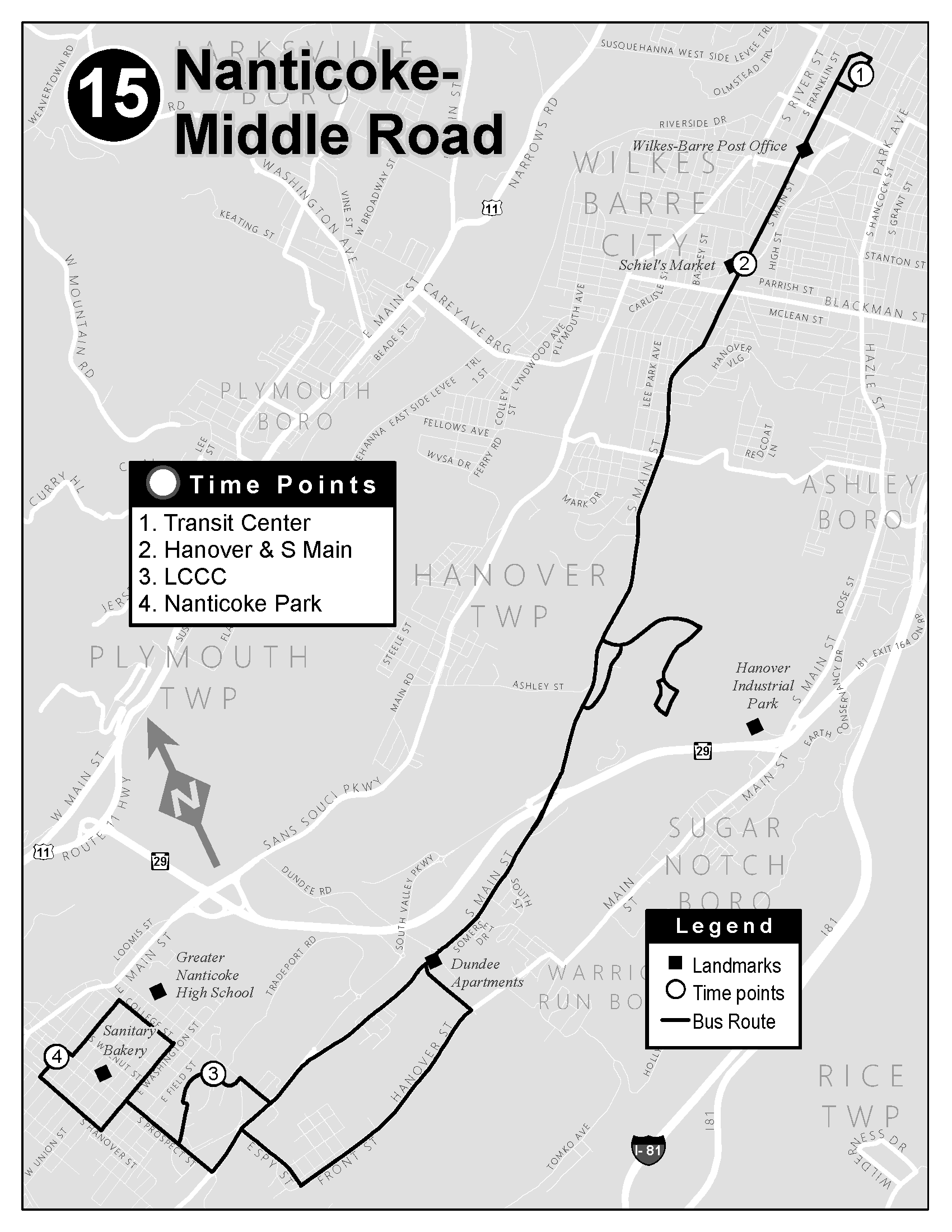 Route 15 map and banner.