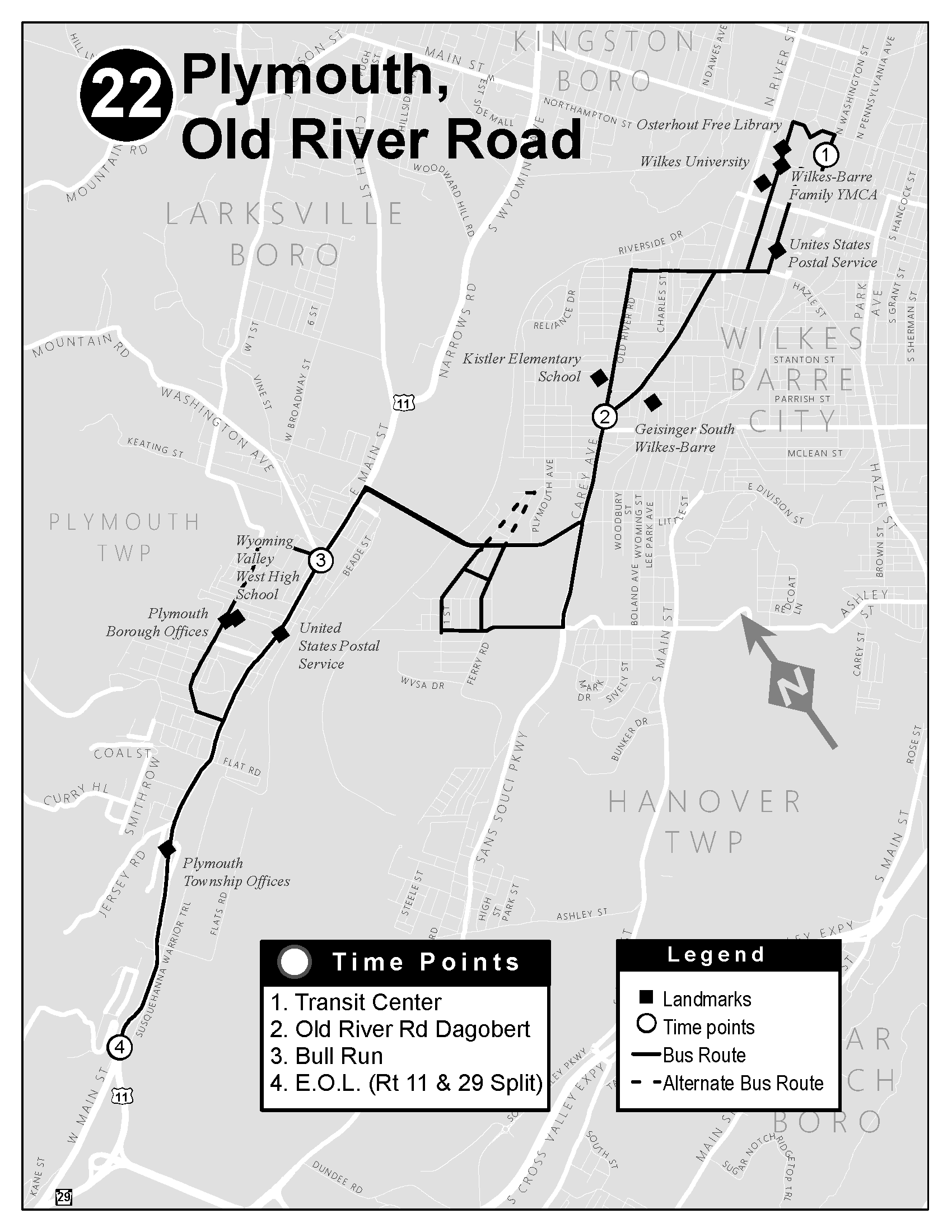 Route 22 map and banner.