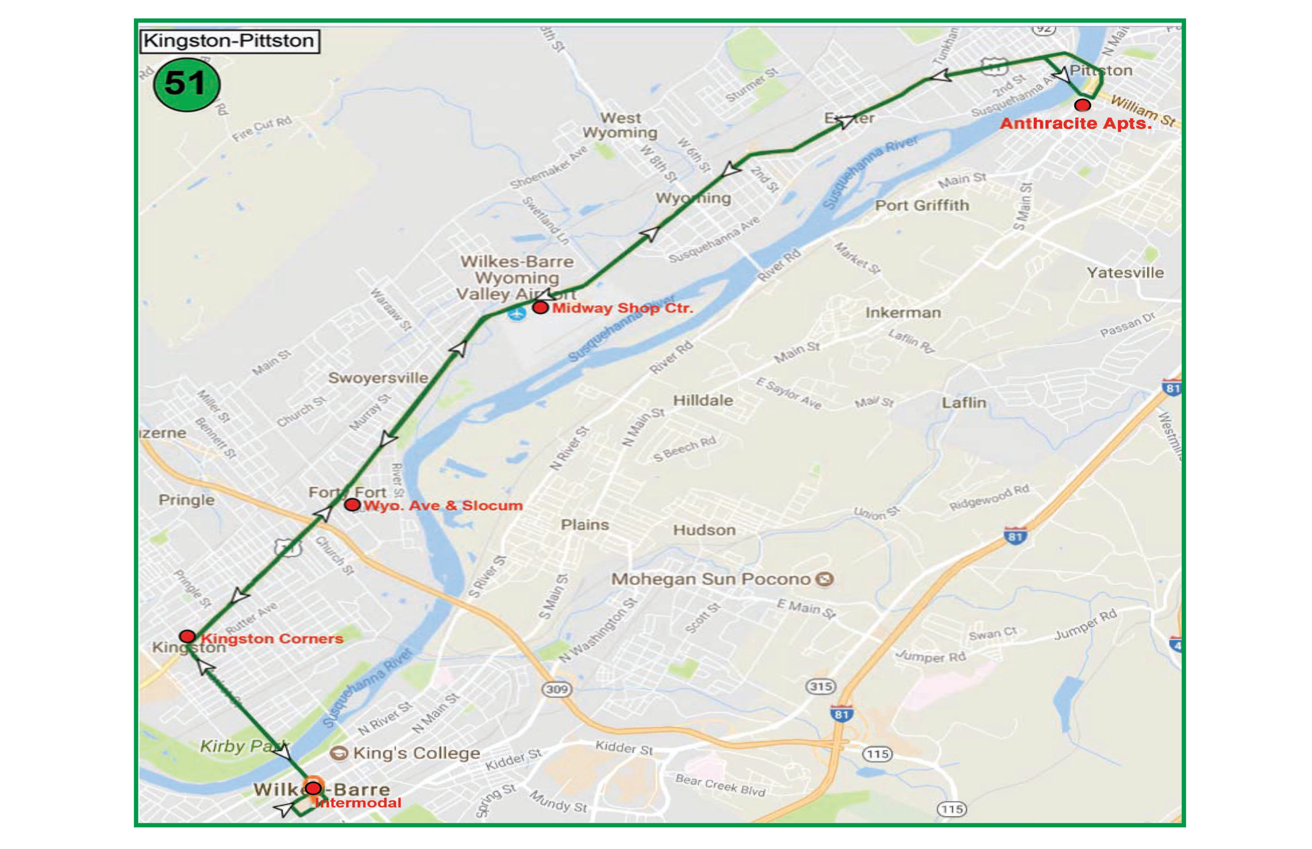 Route 51 map and banner.