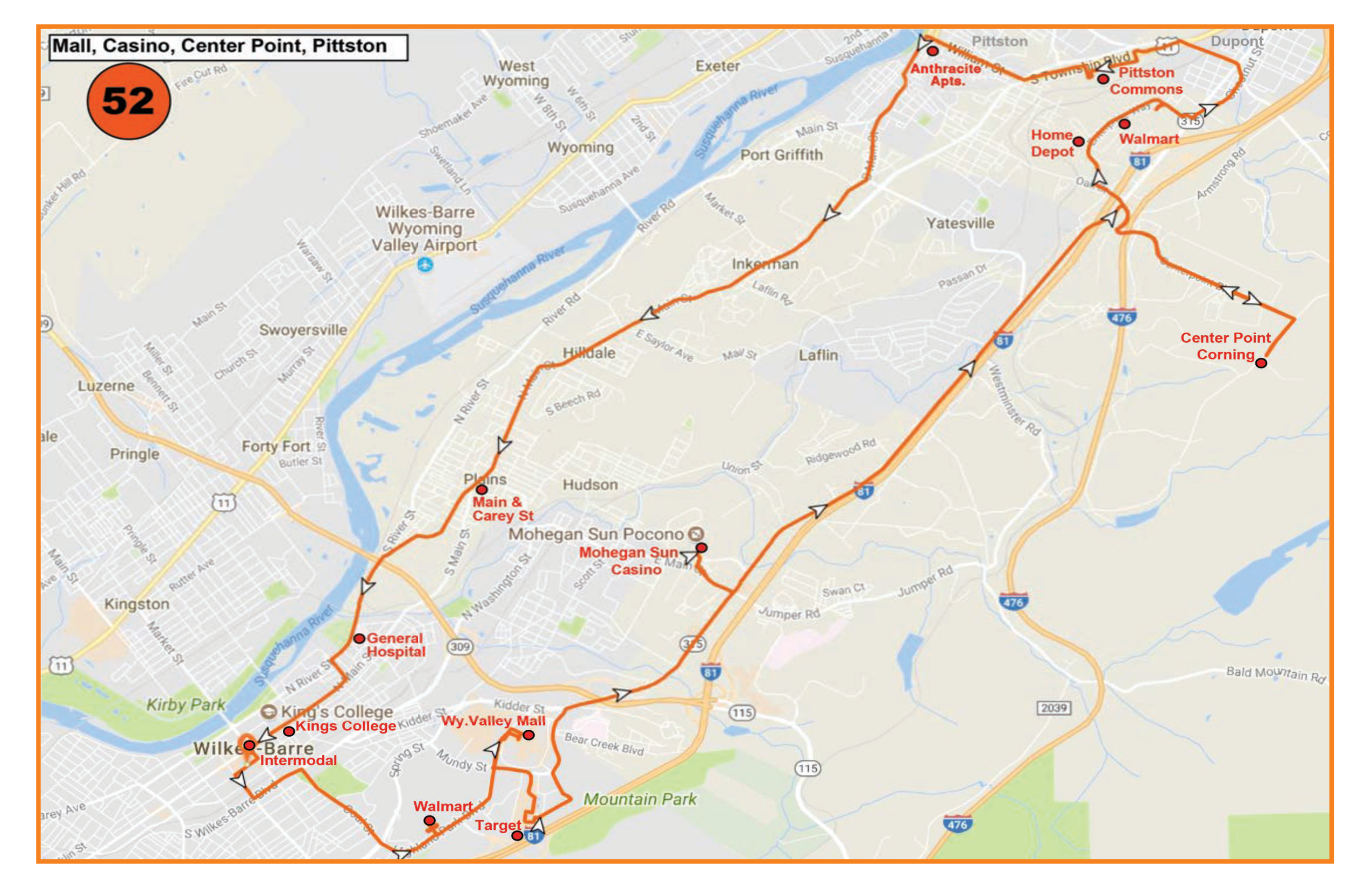 Route 52 map and banner.